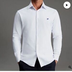 Sene  studio Mens shirt White Button Up Stretch Cotton Modern Fit Dres Sz XL NWT